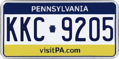 PA license plate KKC9205