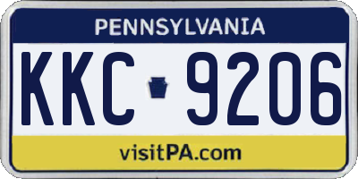 PA license plate KKC9206