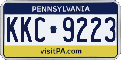 PA license plate KKC9223
