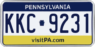 PA license plate KKC9231
