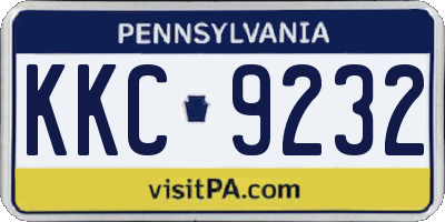PA license plate KKC9232