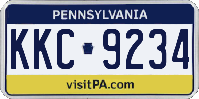 PA license plate KKC9234