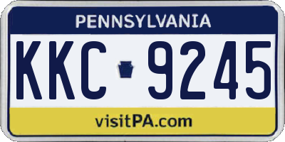 PA license plate KKC9245
