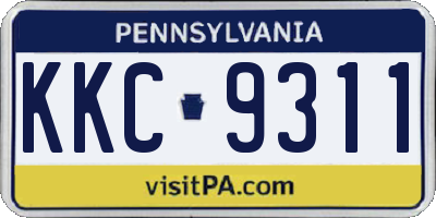PA license plate KKC9311