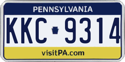 PA license plate KKC9314