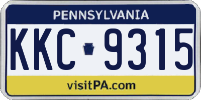 PA license plate KKC9315