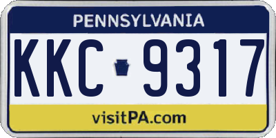 PA license plate KKC9317