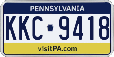 PA license plate KKC9418
