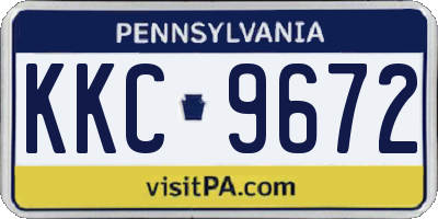 PA license plate KKC9672