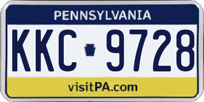 PA license plate KKC9728