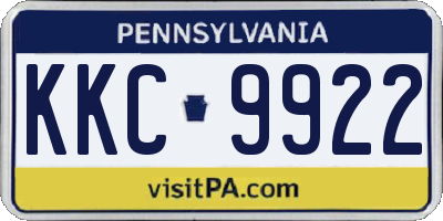 PA license plate KKC9922