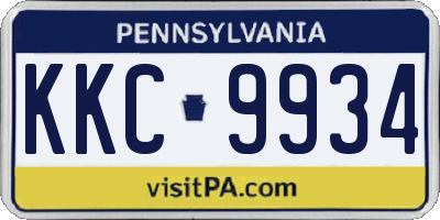 PA license plate KKC9934