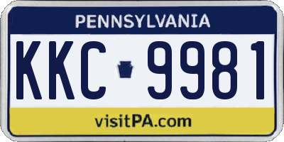 PA license plate KKC9981