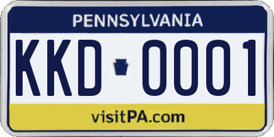 PA license plate KKD0001