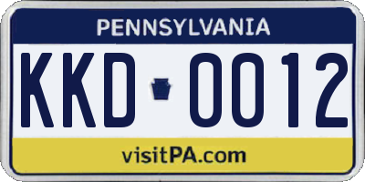 PA license plate KKD0012