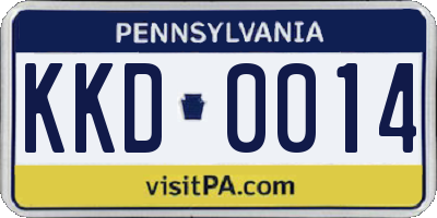 PA license plate KKD0014