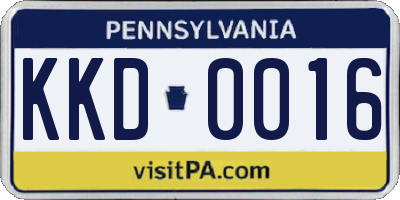 PA license plate KKD0016