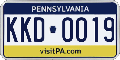 PA license plate KKD0019