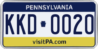 PA license plate KKD0020
