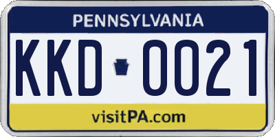 PA license plate KKD0021