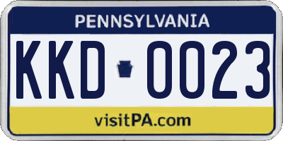 PA license plate KKD0023