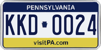 PA license plate KKD0024