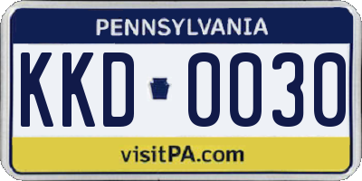 PA license plate KKD0030