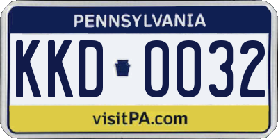 PA license plate KKD0032