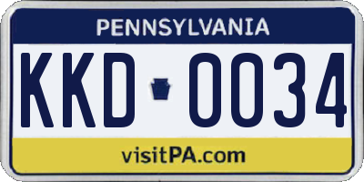 PA license plate KKD0034