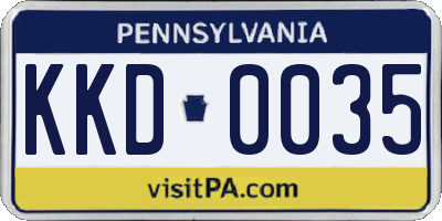 PA license plate KKD0035