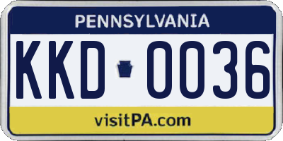 PA license plate KKD0036