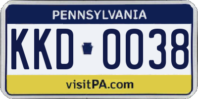 PA license plate KKD0038