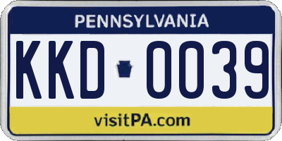 PA license plate KKD0039