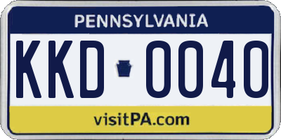 PA license plate KKD0040