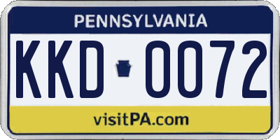 PA license plate KKD0072