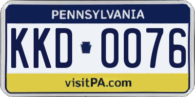 PA license plate KKD0076