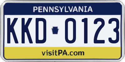 PA license plate KKD0123
