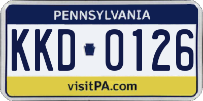 PA license plate KKD0126