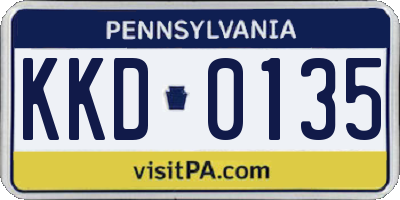 PA license plate KKD0135