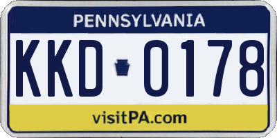PA license plate KKD0178