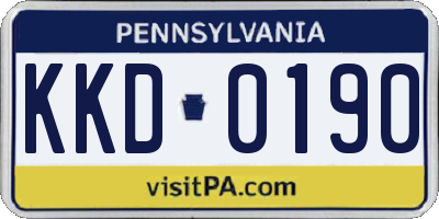 PA license plate KKD0190