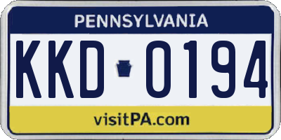 PA license plate KKD0194