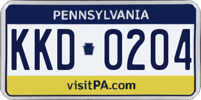 PA license plate KKD0204