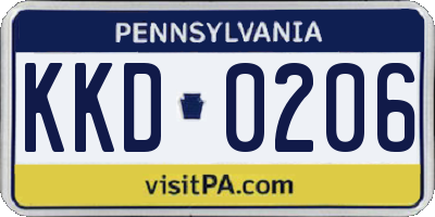 PA license plate KKD0206