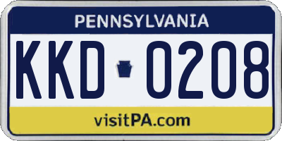 PA license plate KKD0208