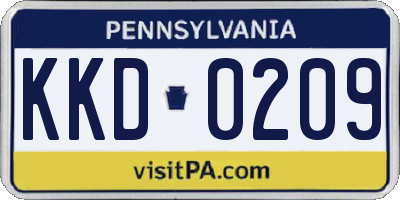 PA license plate KKD0209
