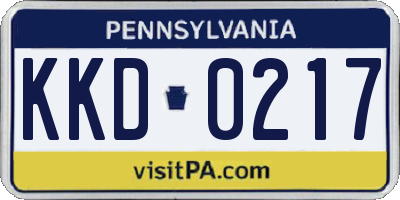 PA license plate KKD0217