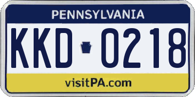 PA license plate KKD0218