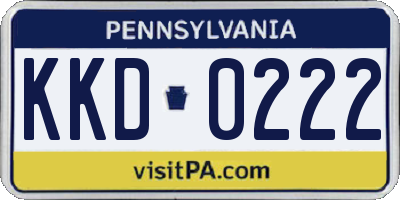 PA license plate KKD0222