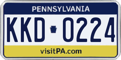 PA license plate KKD0224
